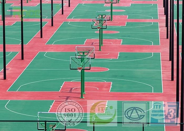 Dark Red Color SPU Sport Court Surface For Tennis Field With 670 Square Meters