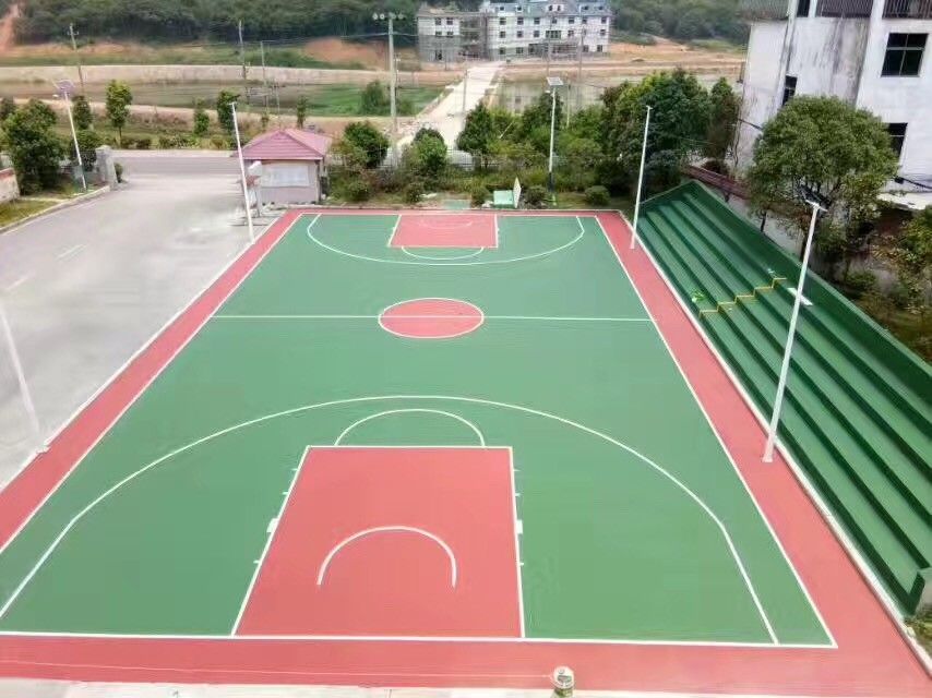 Green Color Surface Acrylic Sports Flooring For Basketball Court 5mm Thickness