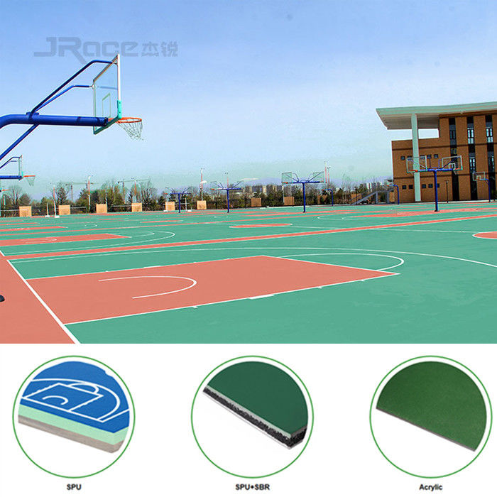 Anti - Slip Silicon PU Outdoor Sports Field / Badminton Court Flooring Material